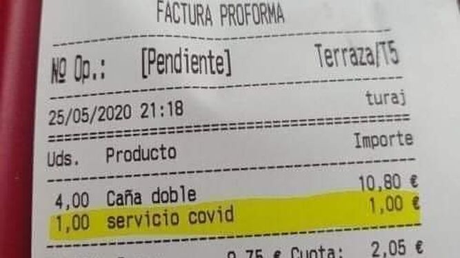 La tasa Covid ya está aquí: un restaurante de Tenerife cobra 1 euro por “servicio Covid”