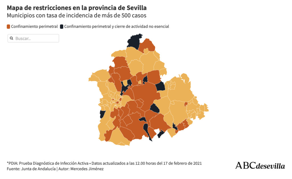 Estos son los 13 municipios confinados de Sevilla que ‘han hecho los deberes’ durante su cierre perimetral